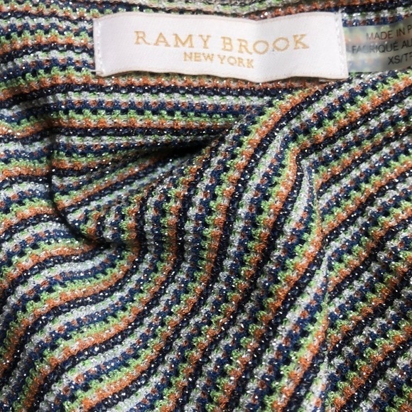 Ramy Brook Multicolored Ribbed All Over Metallic Design Long Sleeve Blouse XS - Picture 15 of 16